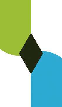 Modern geometric shapes with green and blue background illustration