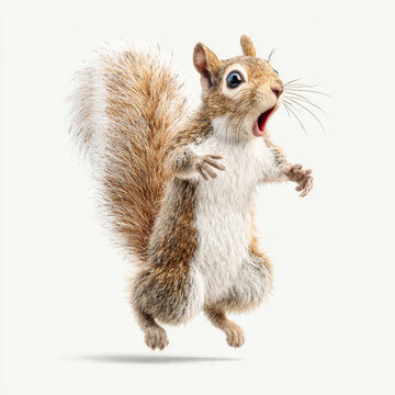 Squirrel moments of surprise captured with vibrant expression and playful energy in a cheerful atmosphere