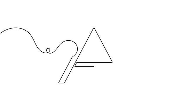 Modern capital letter a icon sign continuous one line drawing on white background minimalist single art initial alphabet of text symbol animation video