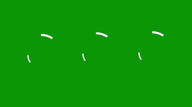 Abstract white circular shapes evolving in motion against a vibrant green and black background
