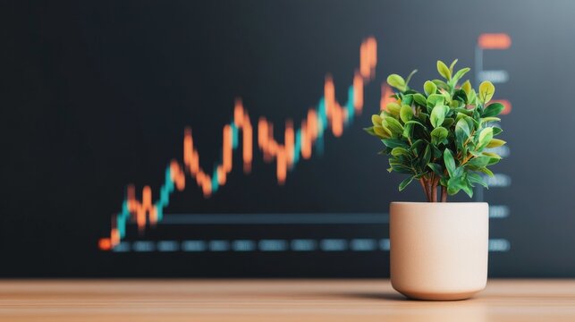 Clear Morning Under a Focused Market Analysis: Business Analytics Office With Stock Trend Comparison Charts &acirc;&euro;&ldquo; Skyline Study 2