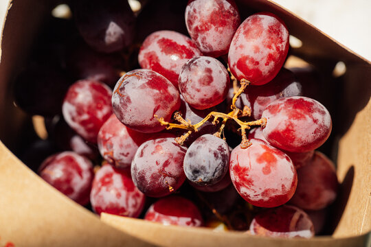 close up of organic red grapes