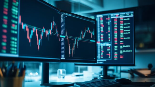 Moonlit Night Beyond the Final Market Review: Trading Workstation With Multiple Financial Graphs And Candle &acirc;&euro;&ldquo; Skyline Study 3