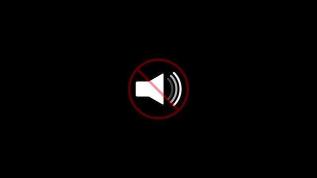 Muted Speaker Icon With Red Prohibition Symbol On Black Background