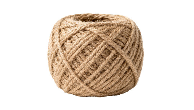Ball of coarse brown twine, isolated on transparent background