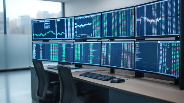 Warm Sunset Across a Professional Stock Interface: Contemporary Trading Command Center With Global Market Screen &acirc;&euro;&ldquo; Skyline Study 2