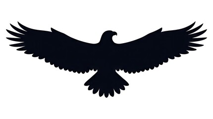 Fototapeta premium Black eagle silhouette with spread wings.