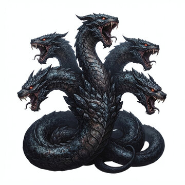 Dark Stone Five-Headed Hydra with Crystal Scales