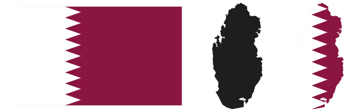 Qatar flag and map vector illustration