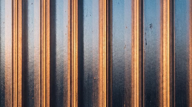 Corrugated Metal Surface Texture with Warm Sunlight Reflection