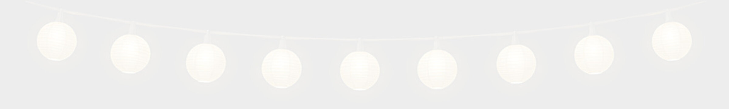 Hanging party string lights with glowing round globe bulbs on transparent background. Warm festoon light garland for patio and festival decoration