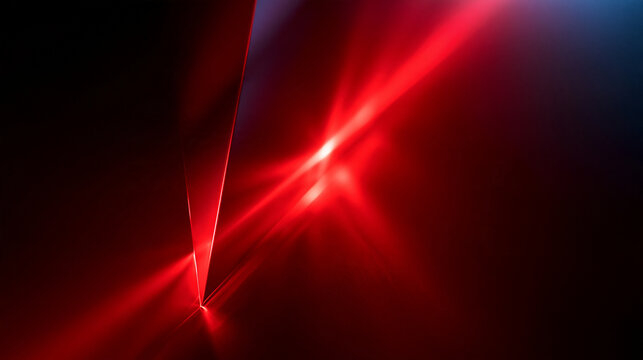 Abstract Red Laser Light Rays on Dark Background