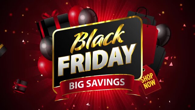 Luxury Black Friday festive motion graphic for promotions, sales campaigns, and retail advertising.