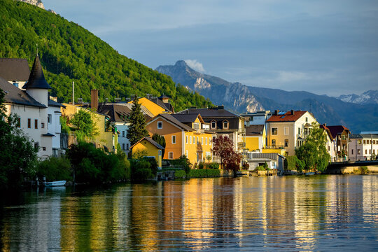 Gmunden Reflections on the Traun River with Traunstein