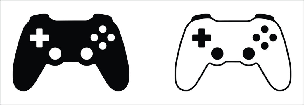 Game controller icon vector featuring gamepad, joypad and joystick symbols for gaming, entertainment, technology and digital interface design.