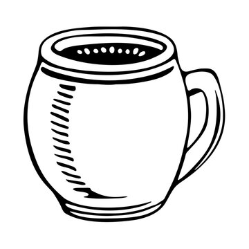 Hand Drawn Coffee Mug with Hot Drink Vector