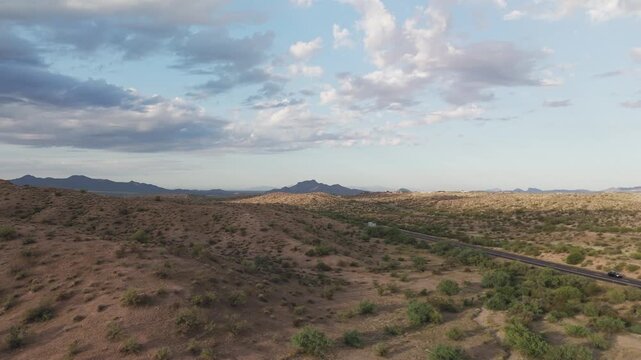 Drone Footage Of Rolling Desert Hills And The Beeline Highway Near Mesa, AZ