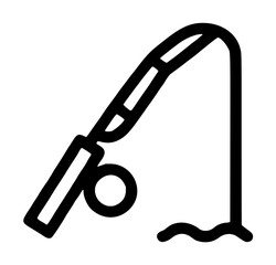 Ice Fishing Rod Simple Hand-Drawn Vector Icon Illustration Winter Fishing Line Hook Wooden Handle Outdoor Recreation Activity - professional high resolution commercial detailed commercial stock © MDAbid