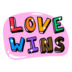 Obraz premium Love wins sparkly lgbt badge