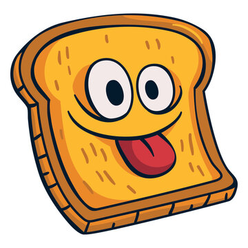 Happy bread slice food character cartoon
