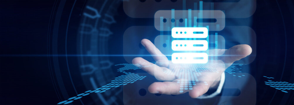 Network admin shown by managing secure web Hosting servers on a massive data center dashboard to guarantee maximum website uptime. Cloud infrastructure scaling and digital performance.