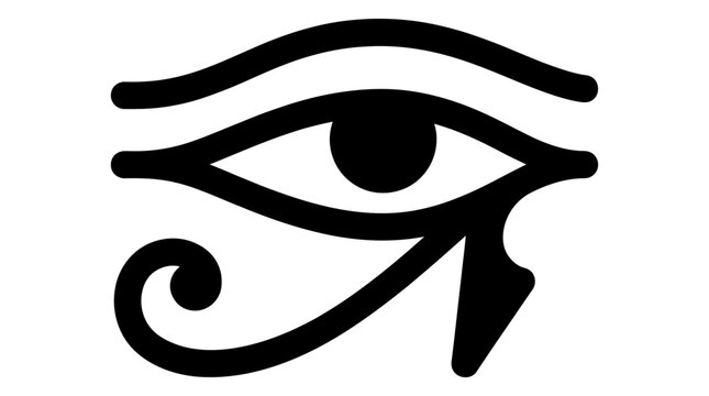 Black eye of Horus symbol representing ancient Egyptian protection and power isolated for graphic design and art projects