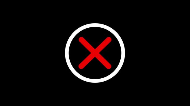 Animated red x mark inside white circle minimalist ui symbol for error or rejection, motion cross