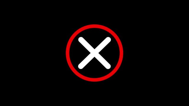 Red circle cross animation, prohibited sign motion warning symbol for ui