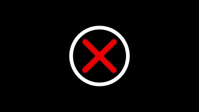Minimalist red x mark inside white circle motion animation cross