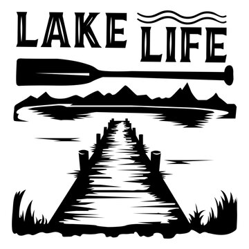 Lake life water quote badge