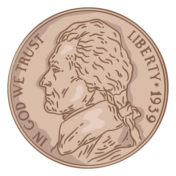 Coin illustration nickel head usa