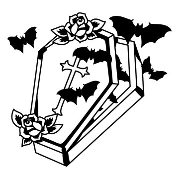 Decorated vampire coffin