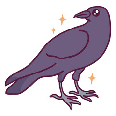Fototapeta premium Raven Halloween kawaii cartoon