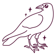 Obraz premium Simple Halloween cute raven cartoon drawing