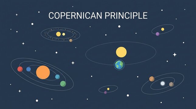 Copernican principle model showing earth in space with orbiting planets