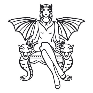 Devil queen on a throne