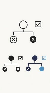 Hierarchical organizational structure charts with decision markers hierarchy structure decision