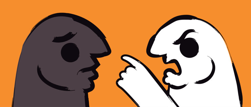 white man discriminating against black man through racial prejudice