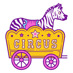 Fototapeta premium Circus zebra on a trolley