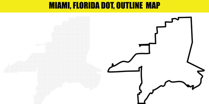 Miami Florida City Map Silhouette and Dotted Pattern Vector Illustration