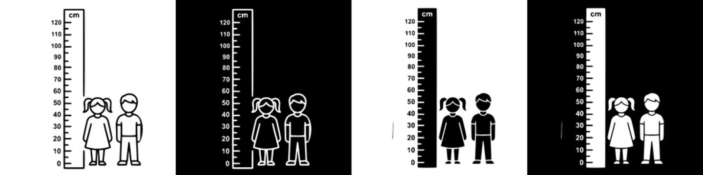 Set of height growth charts with boy and girl icons