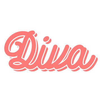 Diva word retro lettering