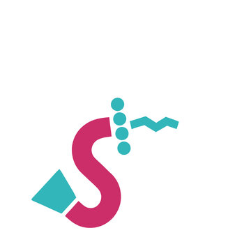 Abstract S shape with dots and zig-zag line