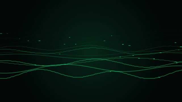 Futuristic Digital Data Stream Waves Motion Graphic Background