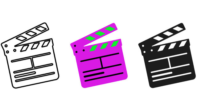 Movie clapper board graphic design elements for cinema and film production isolated on transparent background abstract vector illustration 