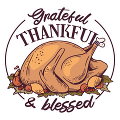 Obraz premium Thanksgiving turkey quote badge