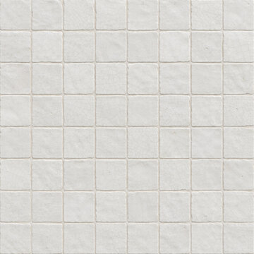 Handmade white zellige tile wall, milky cream ceramic squares with crackle glaze crazing, white zellige tiles for minimalist kitchen backsplash and bathroom