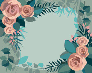 Fototapeta premium Luxury Rose Botanical Wedding Monogram Frame