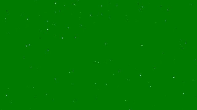 Raining loop animation isolated with green background for chroma key