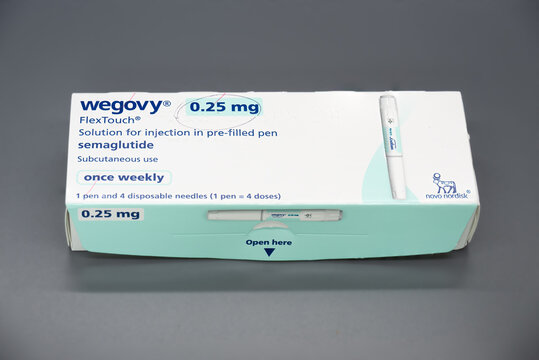 Wegovy 0.25 mg Semaglutide Injection Pen Packaging Studio Shot